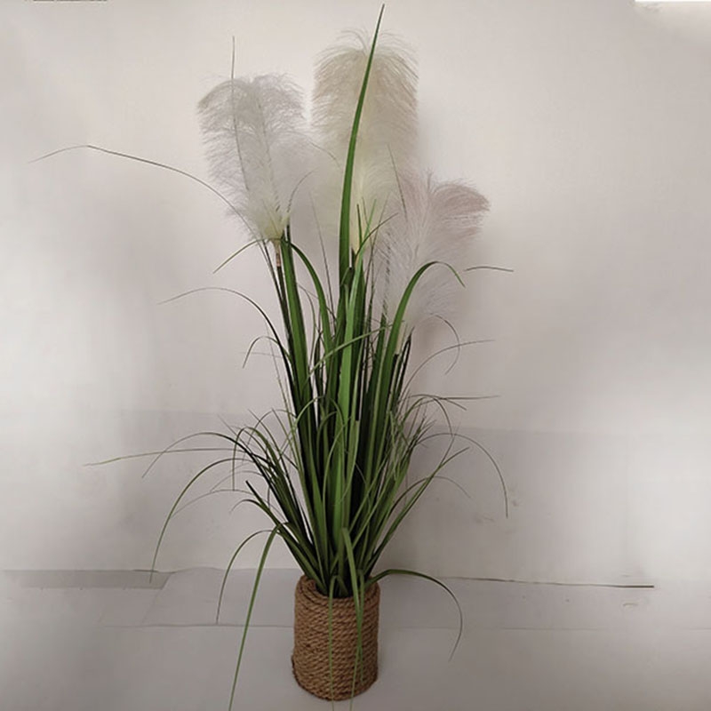 Artificial flower manufacturer-3 reed artificial onion grass hemp rope pot